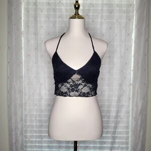 21 Saints Black Lace Halter Top 90s Inspired Y2K Inspired Grunge Size‎ Large NWT